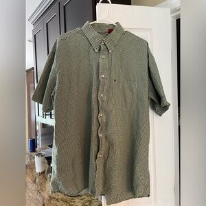Izod short sleeve Green and White Checkered Button Up